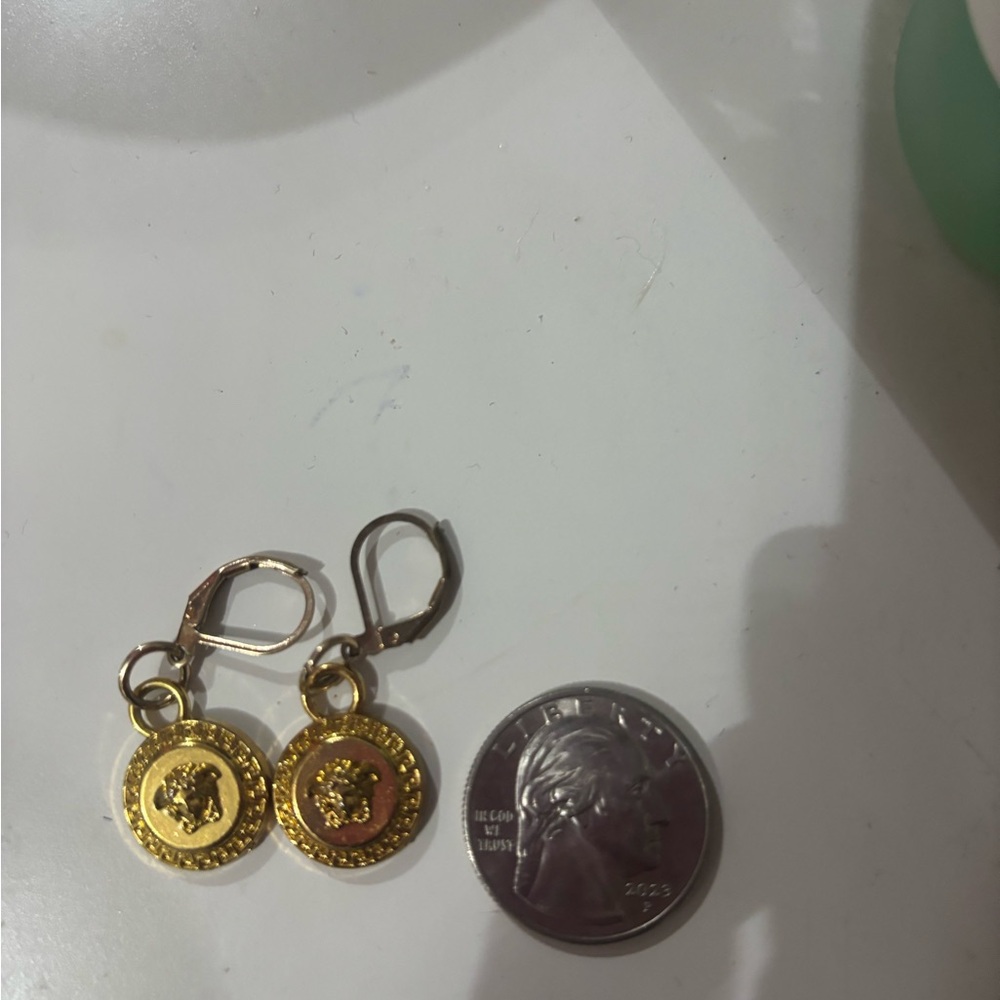 Versace Gold Medusa Drop Earrings - Picture 5 of 5